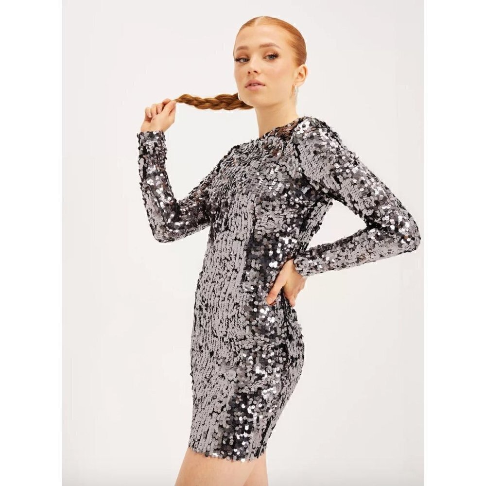 Bardot Valentina Sequin Mini Dress Smoke Womens Size XS